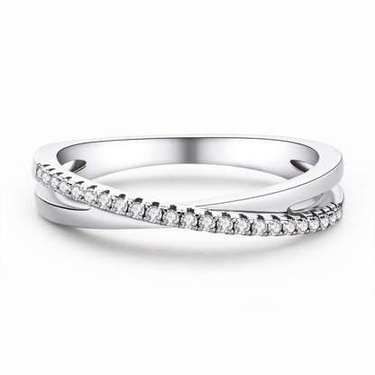 Korean Style Ins Style Light Luxury Moissanite Row Ring Tail Ring Fashionable Niche S925 Silver Moissanite X-shaped Cross Ring For Women