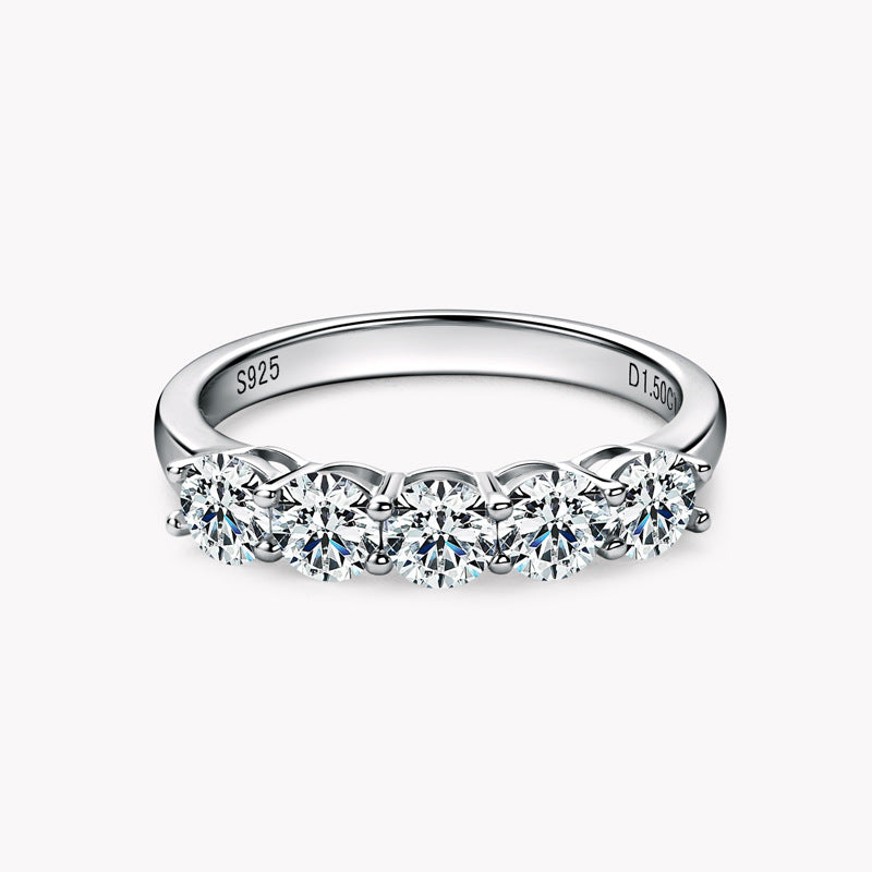 Shake Voice Live Instagram Niche Design Moissanite Ring Women's Light Luxury Joker S925 Sterling Silver Row Ring Tail Ring Wholesale