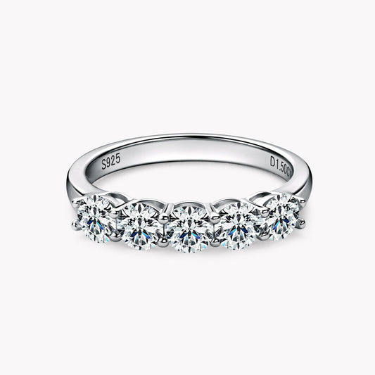 Shake Voice Live Instagram Niche Design Moissanite Ring Women's Light Luxury Joker S925 Sterling Silver Row Ring Tail Ring Wholesale