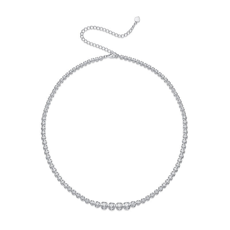 S925 Silver Moissanite In The Name Of Light Necklace Temperament Clavicle Chain Cross-border Hot Selling Neck Chain Factory Wholesale
