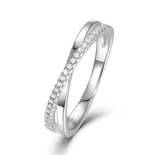 Korean Style Ins Style Light Luxury Moissanite Row Ring Tail Ring Fashionable Niche S925 Silver Moissanite X-shaped Cross Ring For Women