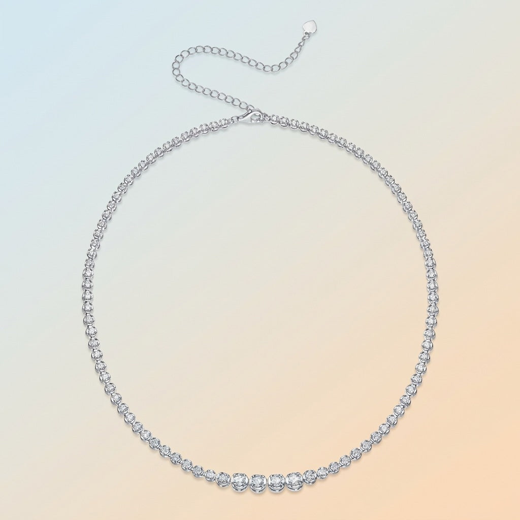 S925 Silver Moissanite In The Name Of Light Necklace Temperament Clavicle Chain Cross-border Hot Selling Neck Chain Factory Wholesale