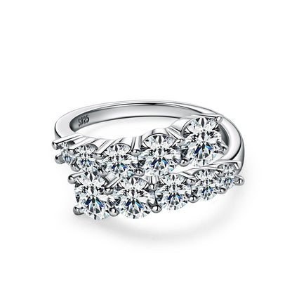 Europe And The United States Cross-border New Foreign Trade Personalized Ring High-grade Moissanite Light Luxury S925 Silver Torsion Arm Double-headed Open Ring